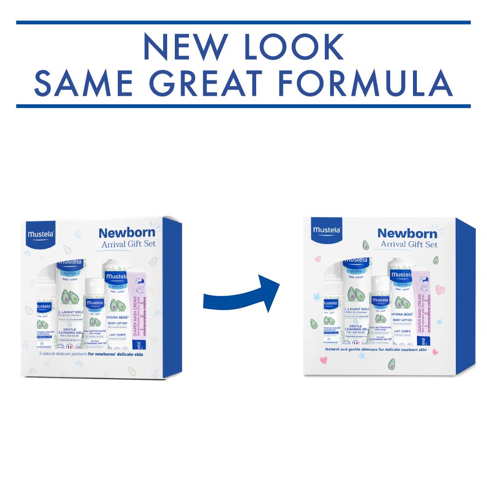 Mustela Newborn Arrival Gift Set - Baby Skincare & Bath Time Essentials - Natural & Plant Based