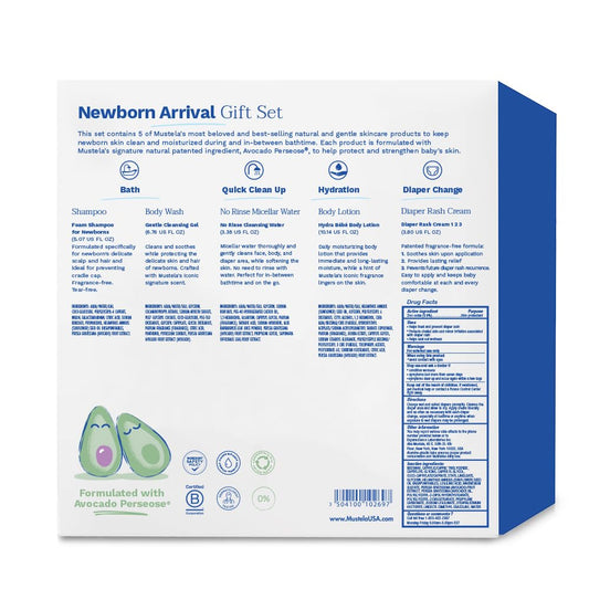Mustela Newborn Arrival Gift Set - Baby Skincare & Bath Time Essentials - Natural & Plant Based