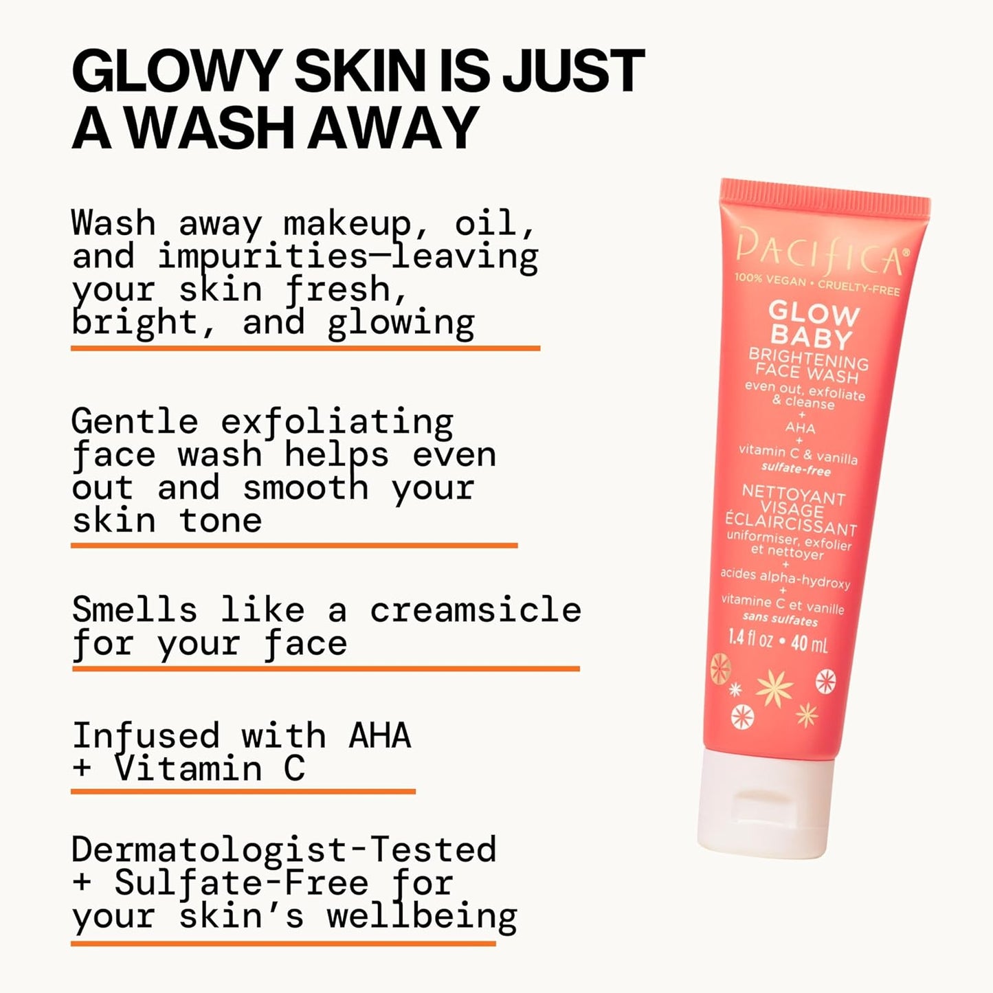 Pacifica Beauty | Glow Baby Vitamin C Trial + Value Kit | 3-Piece Skin Care Gift Set | Travel Friendly | Brightening Face Serum, Face Wash/Cleanser, Under Eye Patches | Glycolic Acid, AHA | Vegan